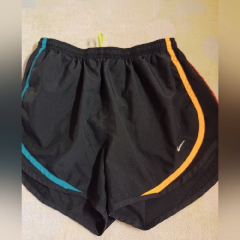 Nike Dri- Fit Women's Running Shorts-Black With Colors Detailing-Size Medium